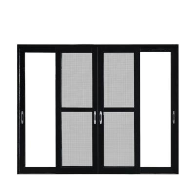 China Doors Grill Design Double Tempered Glass Aluminium Sliding Door With Security Screen zu verkaufen