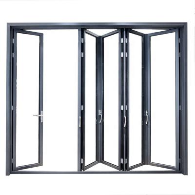 Cina Double Glazed Folding Glass Doors Profile 2.0MM Thickness Patio Aluminum Folding in vendita