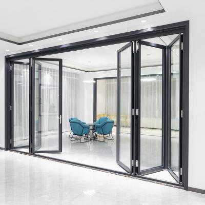 China Double Glazing Aluminum Folding Glass Doors Glass Patio Exterior Bifold Doors NAIFU for sale