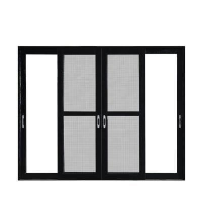 China 120  Grill Double Tempered Glass Aluminium Sliding Doors With Security Screen NAIFU for sale