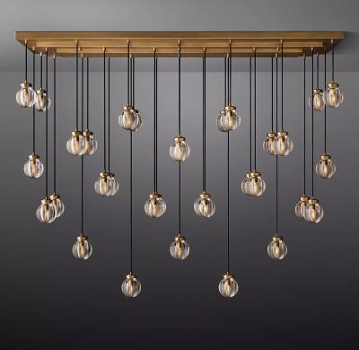 China Modern Luxury Modern K9 Crystal Glass Linear Chandelier Crystal Ball Pendant Lighting Chandelier for sale