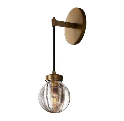 China Modern Nordic Hot Selling Brass Body Hallway Bathroom Indoor Glass Wall Lamp for sale