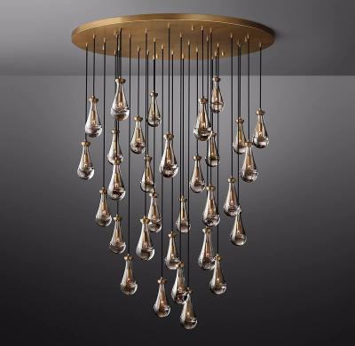 China Custom Modern Luxury Pendant Lighting Rain Round Chandelier Blown Glass Chandeliers and Pendant Lights for sale