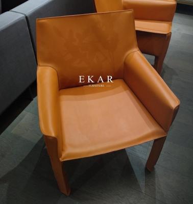 China Leather Contemporary Design Restaurant With Armrest Modern Dining Room Chair for sale