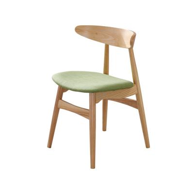 China Nordic Design Ash Wooden Upholstered Modern Fabric Dining Chair for sale