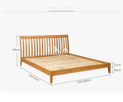 China New Modern Simple Design King Size Oak Solid Wood Bedroom Furniture Nordic Bed for sale