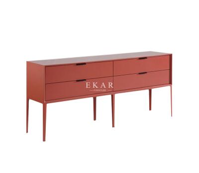 China Modern Red Color Buffet Cabinet Sideboard With 4 Drawers for sale