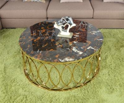 China Specific Use Modern Golden Base Marble Round Center Table for Lobby for sale