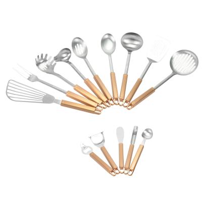 China Durable Skimmer / Spaghetti Fork / Notched Turner Holders / Grater / Solid Heat Resistant Cooking Spoon 5pcs Soup Pouch Cookware Set for sale