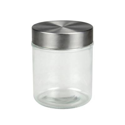 China Sustainable Food Grade 700ml Wholesale Glass Jar With Metal Lid Glass Jar for sale