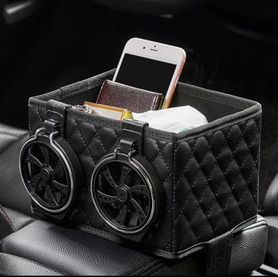 China Universal Storage Box Console Organizer Car Organizer Plastic Tissue Box Phone Holder Cup Holder Armrest Box Storage Box for sale