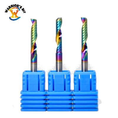 China Single Carbide Flute End Mill Cutters With Blue NaCo Coating For Acrylic And Plastic for sale