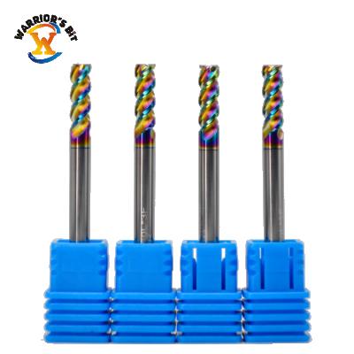 China 3Flutes Spiral Carbide End Mill For Aluminum High Polished Aluminum Cutter With Mirror Finish In Colored Coating for sale