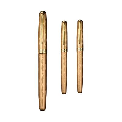 China office & High Quality Luxury Glossy Engraving Logo Metal Roller Pens Gold Pen Good School Writing for sale