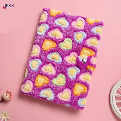 China Full Color Printing Furry Hardcover Plush Cover Notebook With Clasp for sale