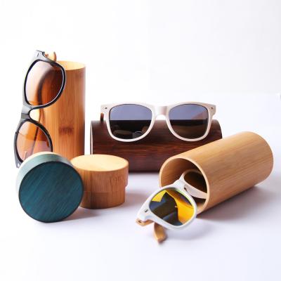 China Natural Wooden Bamboo Case Logo Glasses Box Custom 2019 Circle Sunglasses Box for sale