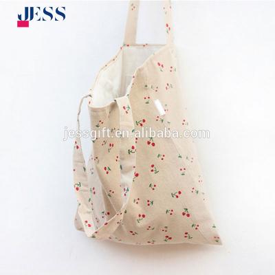 China Wholesale Cherry Pattern Printed Canvas Folding Bag For Girls for sale