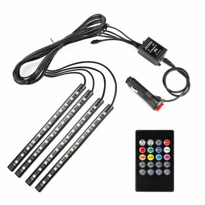 China RGB Automobile Atmosphere Lamp 5050 4x12SMD 48 LED Remote Control Bendable DC 12V Silica 225mm*14mm for sale