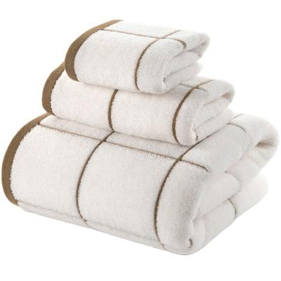 China Wholesale Compressed 100% Cotton Lattice 3 Piece Home Towel Set for sale