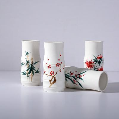 China Vintage Vase Minimalist Chinese Ceramic Porcelain Customized Flower Vase Handmade Ceramic Wholesale for sale