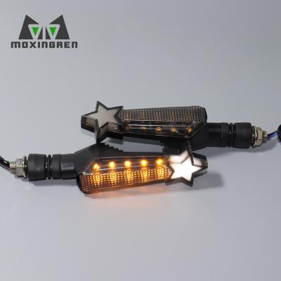 China Turning Signal Motorcycle Indicators Dual Colors led Turn Signal Front Rear Light Side Signal Lamp Motorbike Part Star Shaped Indicator for sale