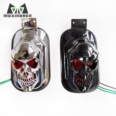 China Brake Stop Light Motorcycle LED Skull Taillight Integrated License Plate Indicator Lamp Rear Stop Brake Tail Light For Bobber Chopper for sale