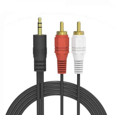 China Multimedia Gold Plated 3.5mm To 2 RCA Stereo Plug Cable Splitter Audio Connector 1.5M for sale