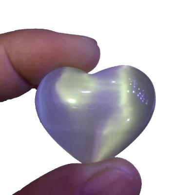 China China Wholesale White Crystal Cat Eye Quartz Hearts Beautiful Healing Gemstone Crystal Hearts For Gift for sale