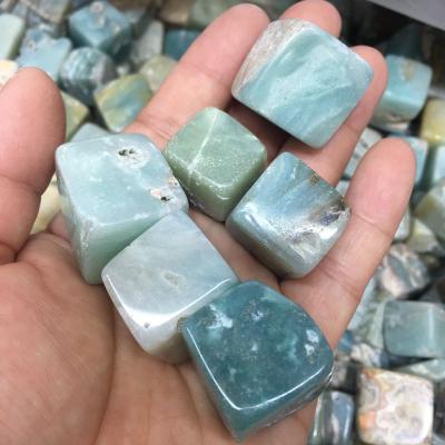 China Natural Polished China Cube Caribbean Calcite Crystal Square Sky Blue Crystal Tumbled Stone For Healing for sale