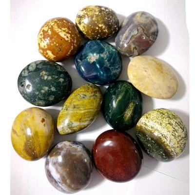 China China Natural Crystal Rock Ocean Jasper Tumbled Sea Jade Polished Palm Crystal Stone For Healing for sale