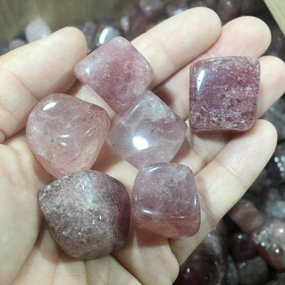 China China Cube Strawberry Crystal Square Tumbled Stone For Natural Polished Crystal Healing for sale