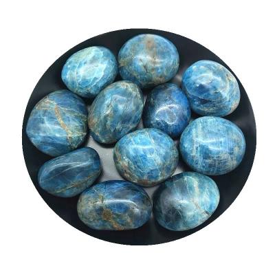 China China Wholesale Natural Apatite Quartz Crystal Palm Stone Blue Healing Crystal Tumbled Stone for sale