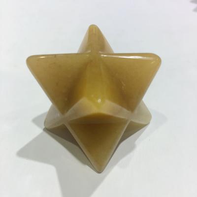 China China Natural Jade Lucky Star Crystal Quartz Pyramid Points Polyhedron Merkaba Yellow Star for Decoration for sale