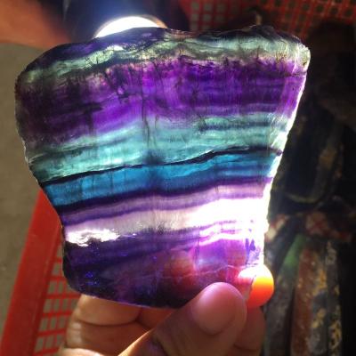 China China wholesale natural rough crystal quartz rainbow fluorite raw slice for sale for sale