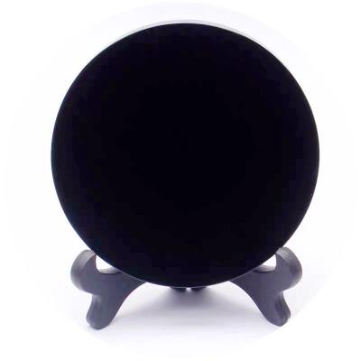 China China wholesale natural hand carved folk crafts haling polished feng shui obsidian crystal mirror for decoration for sale