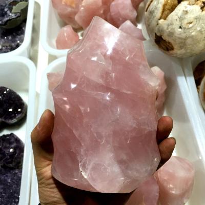 China Wholesale Natural Pink Rose Quartz Crystal Hand Carved Flame Shaped Crystal Stone from China for sale