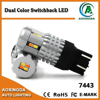 China Super Bright Front Double Turn Signal Light Color White/Amber 3020 12 smd T20 7444NA 7443 LED Roller Coaster Bulb AXD-7443-3020-12WY for sale