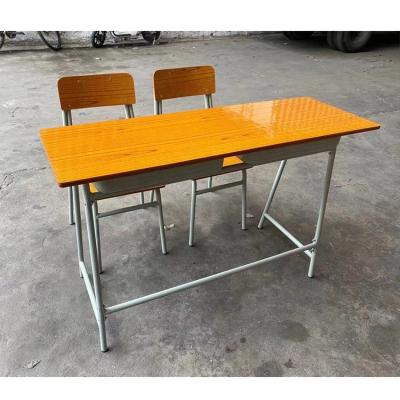 China Multilayer Modern Quality Board Double Seat Student Desk And Chair School Study Table Chair Multilayer Desk And Chair Set School Furniture for sale