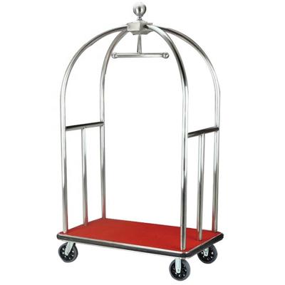 China Eco - Friendly Hotel Stainless Steel Town Crier Luggage Trolley Cart Heavy Duty Hotel Trolley for sale