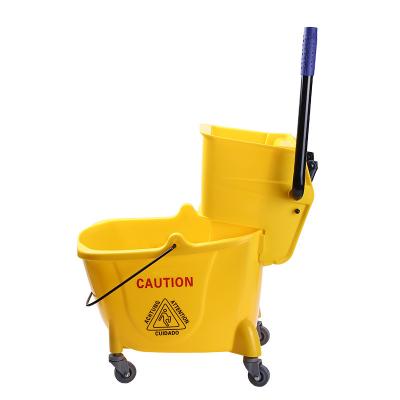 China Viable Wholesale Yellow Single Bucket Mop Plastic Floor Cleaning Commercial Cleaning for sale