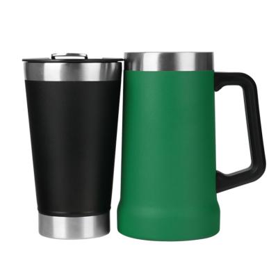 China Wholesale PORTABLE Custom Design Vacuum Metal Beer Mug High Quality Double Wall Stainless Steel Beer Tumbler for sale