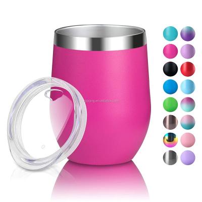 China 2022 New Design Wine Tumbler 12oz Double Wall PORTABLE Steel Stemless Vacuum Insulation Colorful Cup For Red Wine for sale