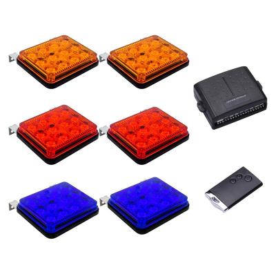 China All vehicles with DC12V/24V power source. 6pcs 6W Remote Control Led Flash Safety Emergency Beacon Car Truck Warning Strobe Light Amber Red/Blue With for sale