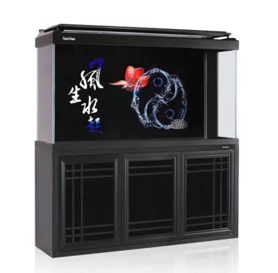 China Viable Large Size Black Arawana Fish Tank With Stand Single Flat Glass Aquarium Fish Tank for sale