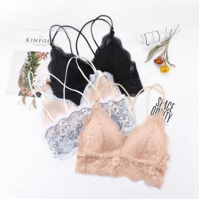 China Girls Sexy QUICK DRY Wireless Breathable Wireless Lace Camisole Floral Bralette Bra for sale