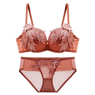 China Wholesale Wireless Lift Up Bra QUICK DRY and Brief Sets Embroidery Lingerie for sale