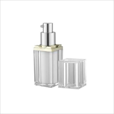 China 15ml Square PMMA Cosmetic Airless Bottle Double Wall Empty Airless Pump Bottle for sale