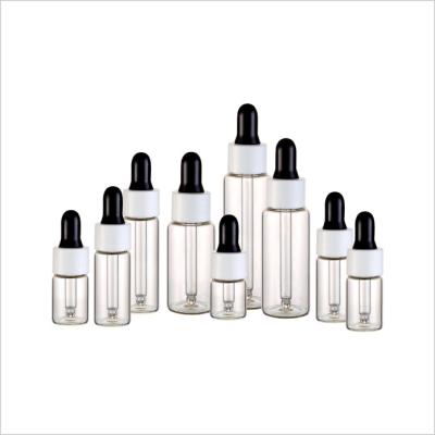 China Transparent Glass Essence Oil Bottle Plastic Dropper Cap 5ml 7ml 8ml 10ml 12ml 15ml 20ml 25ml 30ml for sale