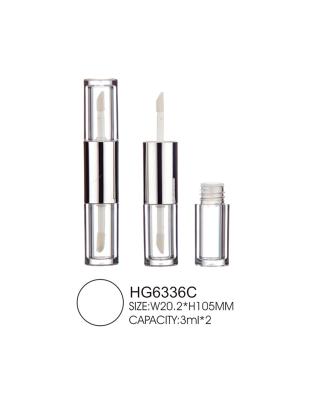 China Dos en una pieza media vacía de la botella 3ml Mini Lipgloss Tubes With Silver del lustre del labio de la capa gruesa en venta