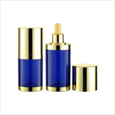 China Plastic Essence Dropper Oil Bottle Double Wall 30ml 50ml Cylinder Dropper Bottle for sale